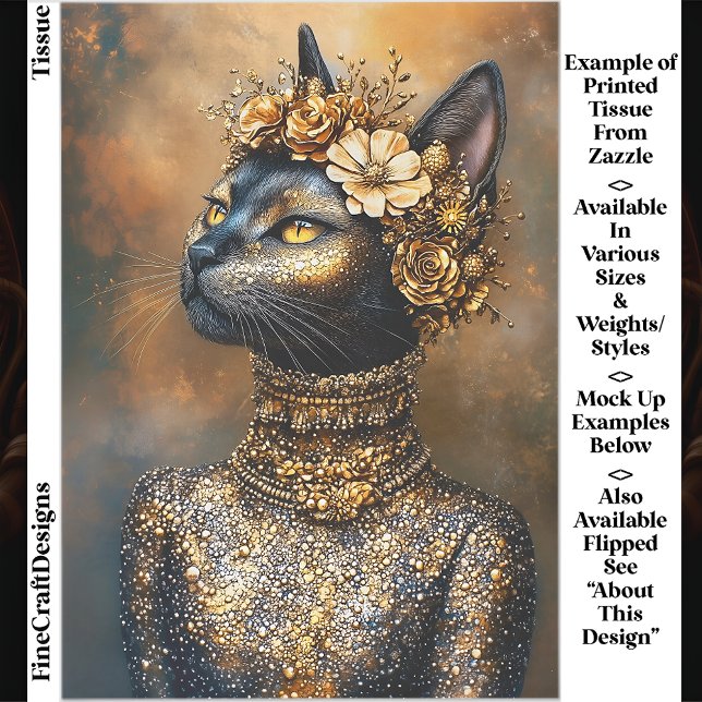 Papier Mousseline Regal Chat noir dans Portrait or EB3L Découpage (Créateur téléchargé)