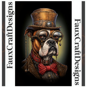 Papier Mousseline Regal Steampunk Boxer Dog Decoupage Droite 117