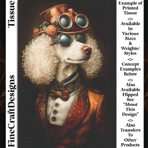 Papier Mousseline Regal White Steampunk Poodle Chien AX6 Découpage