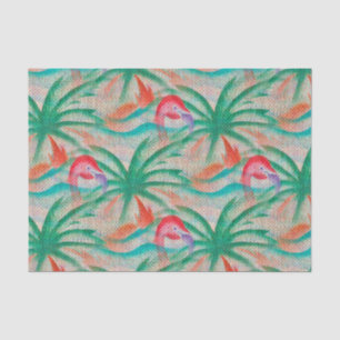 Papier Mousseline Regard de toile de jute de palmier de Flamant rose