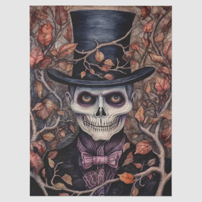 Papier Mousseline Regency Skeleton Gentleman Halloween Decoupage (Recto)