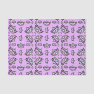 Papier Mousseline Reine des Coeurs Couronnes d'argent Tiaras rose li