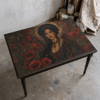 Papier Mousseline Reine fée pavot sombre avec ailes de verre teinté