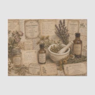 Papier Mousseline Remède Herbal Antique Vintage Ancienne Ordonnance