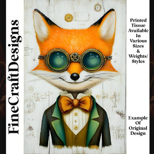 Papier Mousseline Renard Steampunk Avec Lunettes Jacket Cravate M3 D