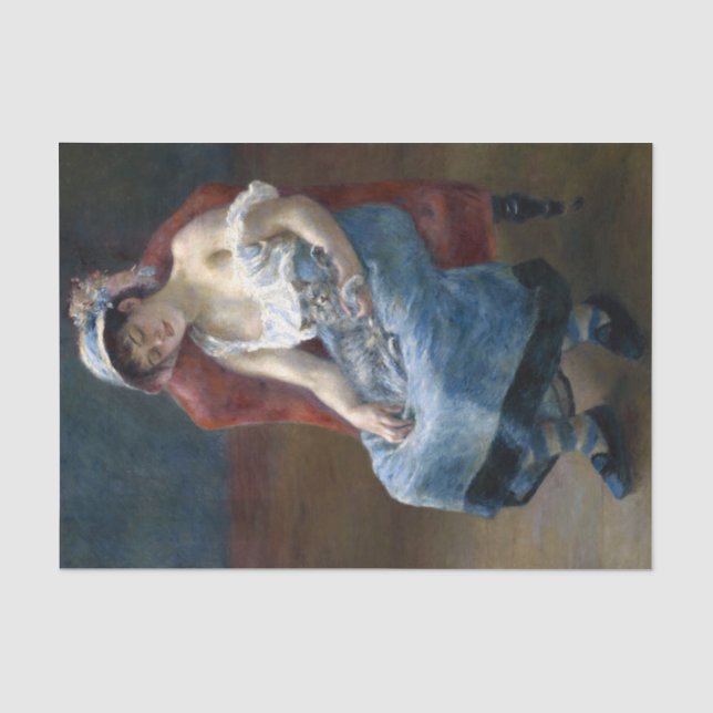 Papier Mousseline Renoir Dormir Fille Avec Chat Art Classique (Recto)