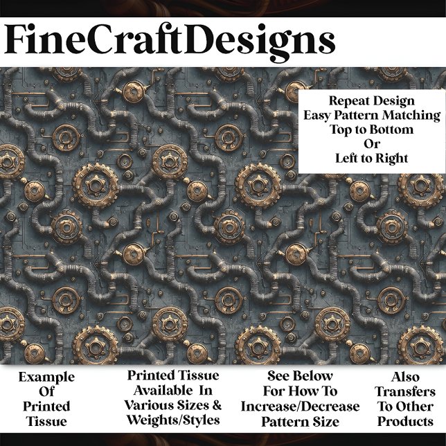 Papier Mousseline Réseau Steampunk De Gears & Pipes BL8 Découpage (Créateur téléchargé)
