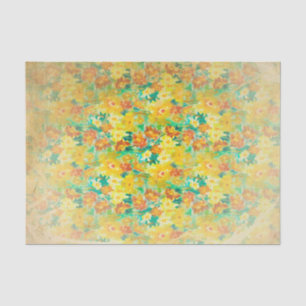 Papier Mousseline Ressort vintage floral sur le jaune