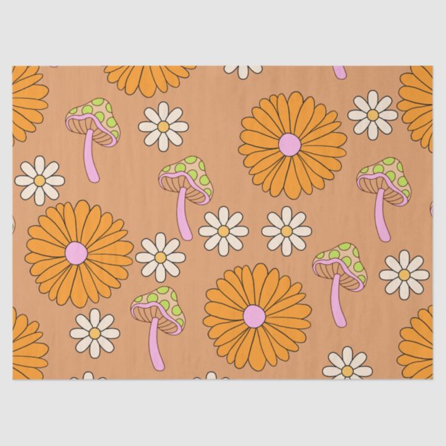 Papier Mousseline Retour aux les années 70 salades et champignons or (Recto)