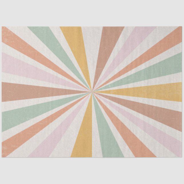 Papier Mousseline Retro 60s les années 70 Sunburst rayé Pink Mint Go (Recto)