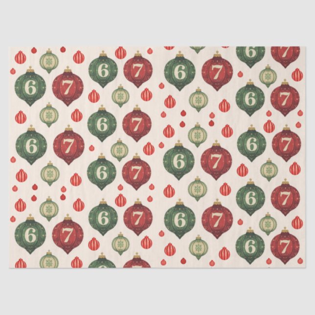 Papier Mousseline Retro “67” Christmas Ornament Tissue Paper (Recto)