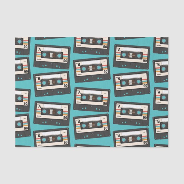 Papier Mousseline Retro 80's 90's Cassette Musique Anniversaire (Recto)