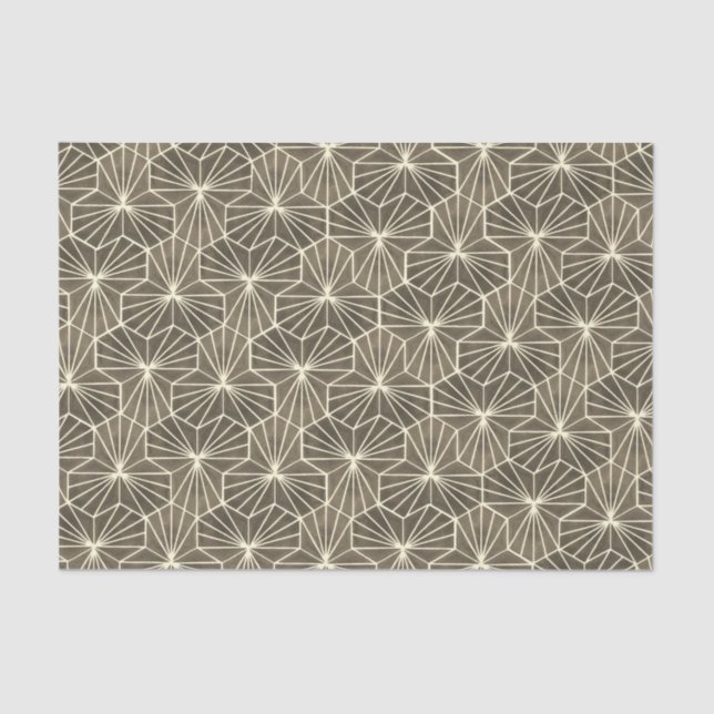 Papier Mousseline Retro Art Deco Beige Brown Geometric Pattern (Recto)