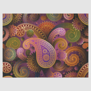 Papier Mousseline Rétro beau bohémien coloré Paisley de Boho