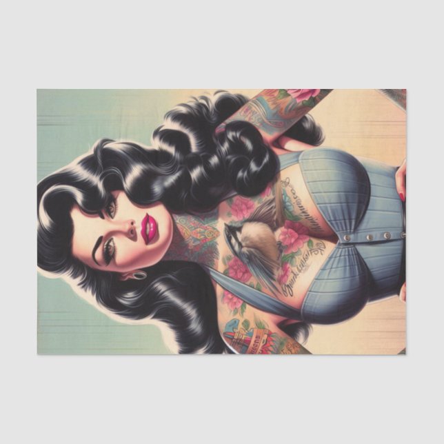 Papier Mousseline Retro Beauté tatoué vers le haut (Recto)