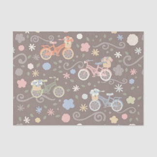 Papier Mousseline Rétro bicyclette et fleurs