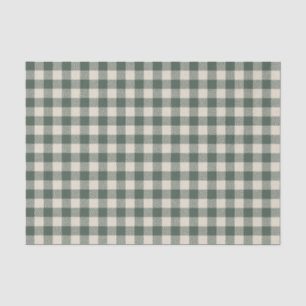 Papier Mousseline Retro Buffalo Plaid Tartan Motif Forest Green