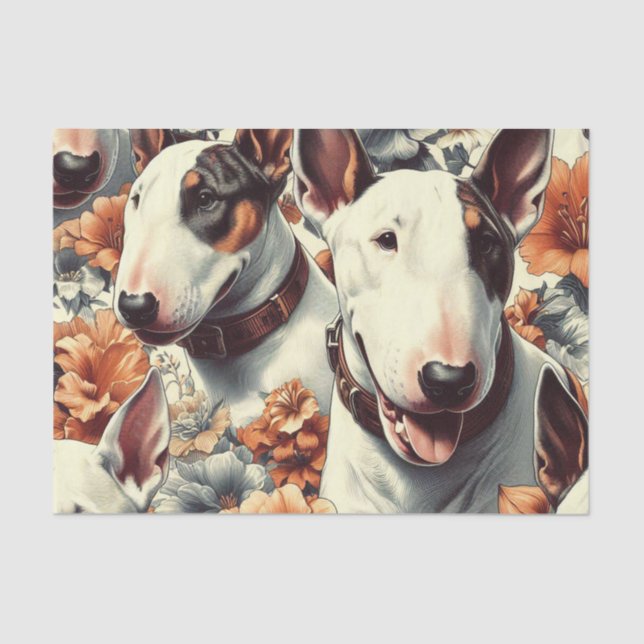 Papier Mousseline Retro Bull Terrier Peinture sans fil (Recto)
