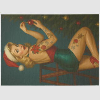 Papier Mousseline Retro Christmas Ornament Pin-Up Decoupage