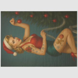 Papier Mousseline Retro Christmas Ornament Pin-Up Decoupage