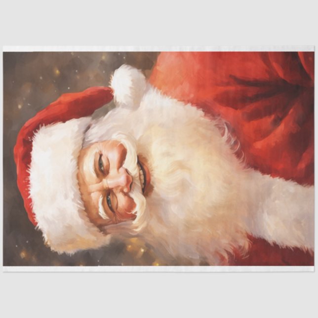 Papier Mousseline Rétro classique accueillant et rétro Père Noël sou (Recto)