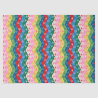 Papier Mousseline Retro Colorful zigzag Snowflake Pattern