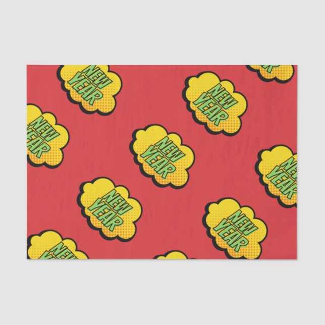 Papier Mousseline Retro Comic Style de livre Nouvel An (Recto)