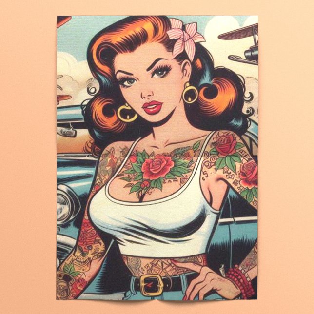 Papier Mousseline Retro Comics Tattoo Girl (Créateur téléchargé)