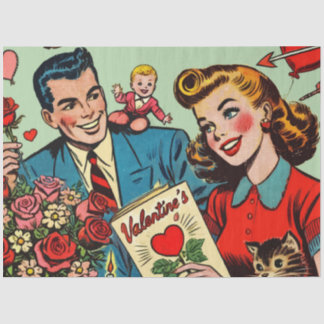 Papier Mousseline Retro Couple Love Comics de Valentine