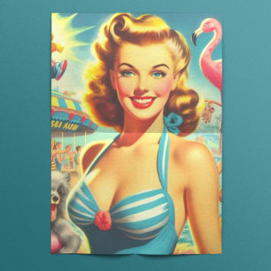 Papier Mousseline Retro Cute Kitsch Girl