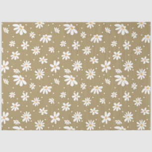 Papier Mousseline Retro Daisy les années 70 Green Floral Vintage Dec