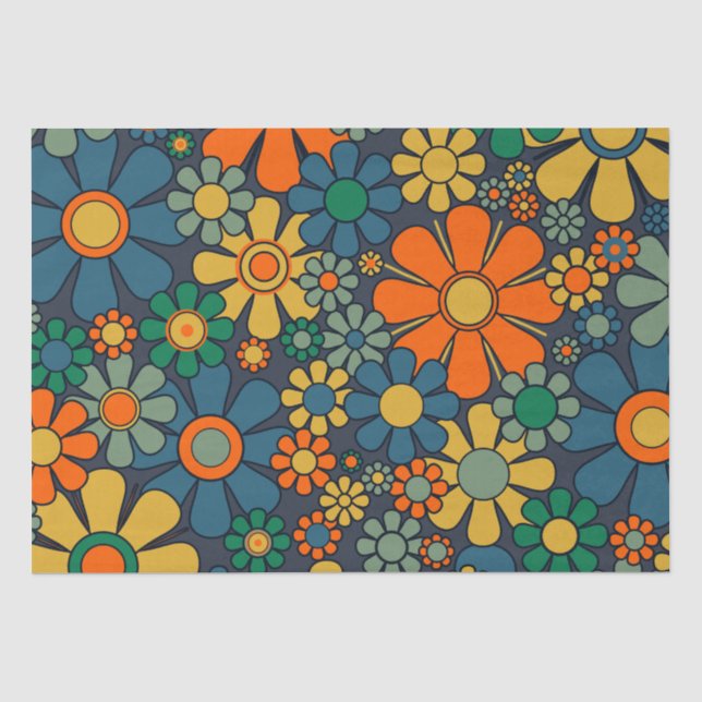Papier Mousseline Retro Garden Super Floral 60s les années 70 Motif (Recto)