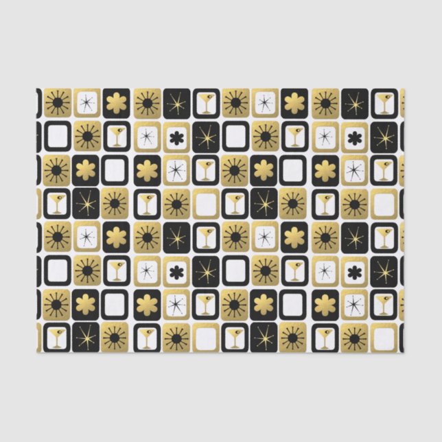 Papier Mousseline Retro Glamorous Gold Tissue Paper (Recto)