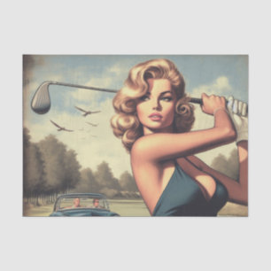 Papier Mousseline Retro Golf Girl