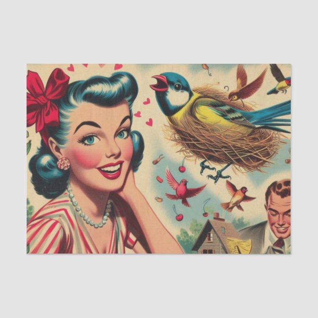Papier Mousseline Retro Kitsch Illustration féminine des années 1950 (Recto)