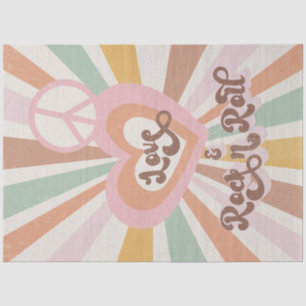Papier Mousseline Retro les années 70 rose Paix Aimer Rock n Roll Dé