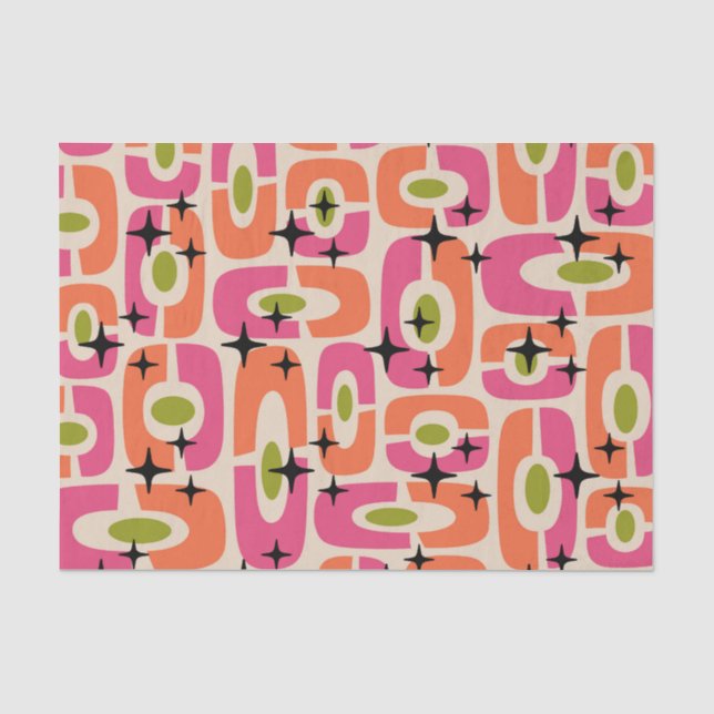 Papier Mousseline Retro Mid-Century moderne Cosmique Abstrait Motif (Recto)