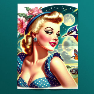 Papier Mousseline Rétro Mignon Kitsch Pin-up