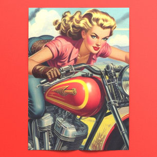 Papier Mousseline Retro Motorcicle Pin up