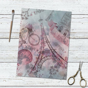 Papier Mousseline Retro Paris France Motif Floral Découpage