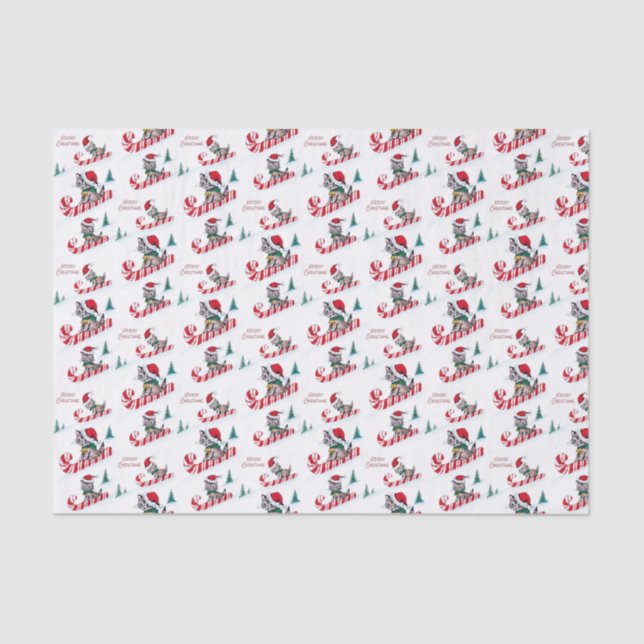 Papier Mousseline Rétro partie vintage de chats de Noël (Recto)