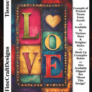 Papier Mousseline Rétro Patchwork Panneau “LOVE” Enseigne DP9F Décou