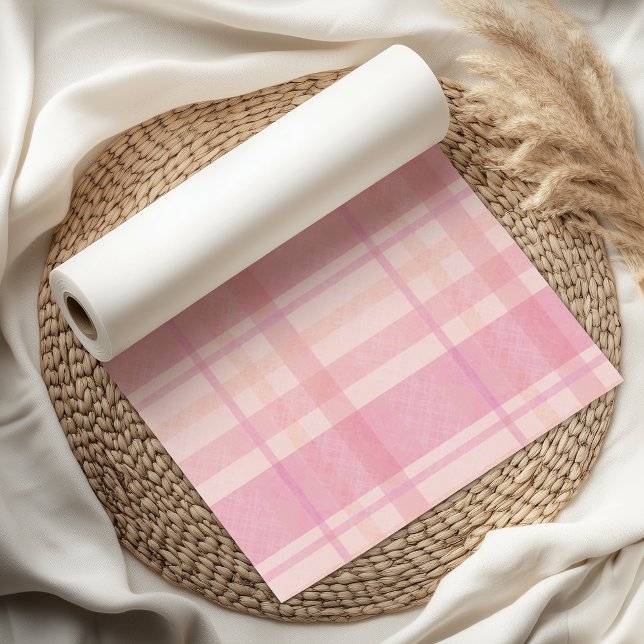 Papier Mousseline Retro Pink Plaid Whimsical Holiday  (Créateur téléchargé)