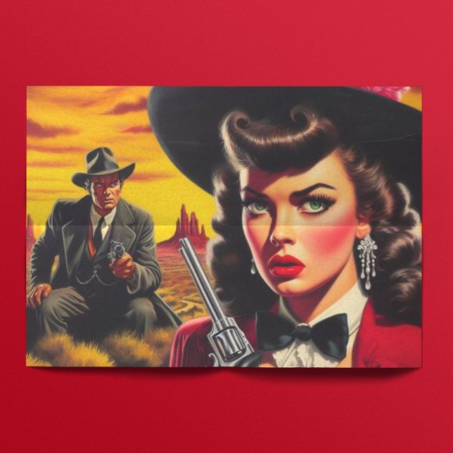 Papier Mousseline Retro Pulp Western Girl (Créateur téléchargé)