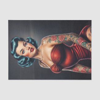 Papier Mousseline Retro Rockabilly Pinup Femme Découpage