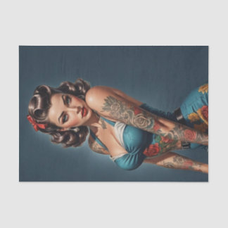 Papier Mousseline Retro Rockabilly Pinup Girl Decoupage