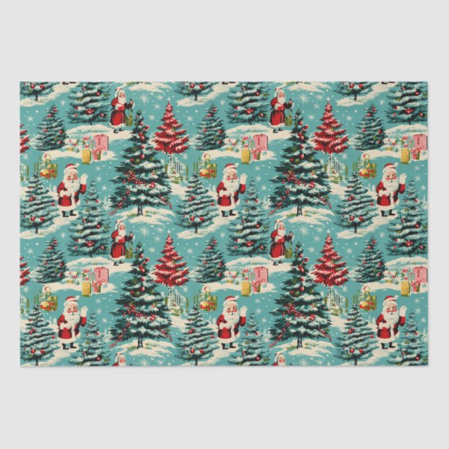 Papier Mousseline Retro Santa Wonderland (Recto)