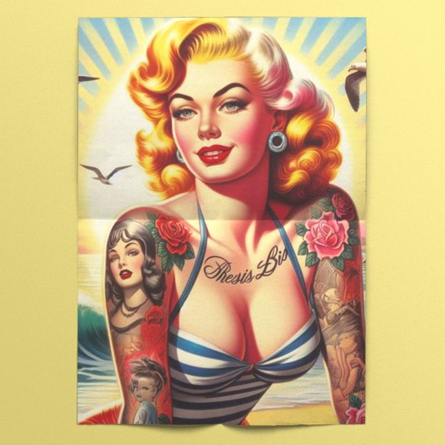 Papier Mousseline Retro tatoué Bikini Pin-up (Créateur téléchargé)