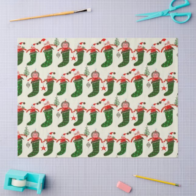 Papier Mousseline Retro Treasures Christmas Stockings (Artisanat)