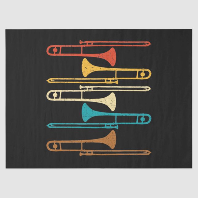 Papier Mousseline Retro Trombone - Jazz (Recto)